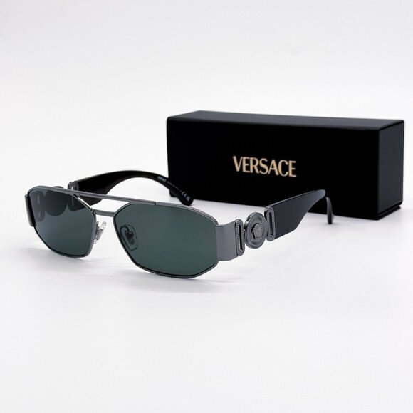 NEW VERSACE VE2287 100171 SUNGLASSES, VERSACE WOMEN BLACK/GREEN VE2287 1001/71 - Picture 1 of 10